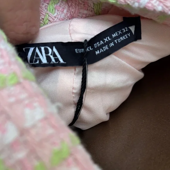 Zara Brand New Pink and Green Plaid Women's Top - Picture 9 of 11